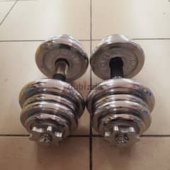 Cont(36216143) New 25KG Chrome Dumbell set  Weights 2.5 × 4 plates 1