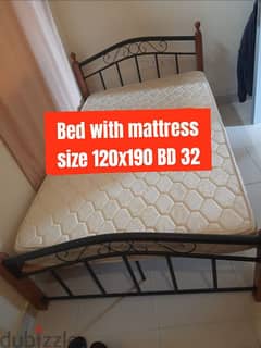 Double bed with mattress and other household items for sale