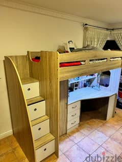 m bed with desk and drawers