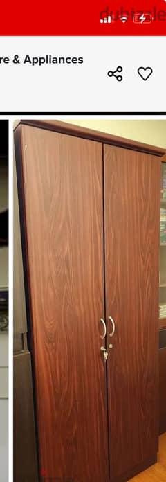 Expat leaving - 2 Door wooden Almirah in New condition, wa msg only