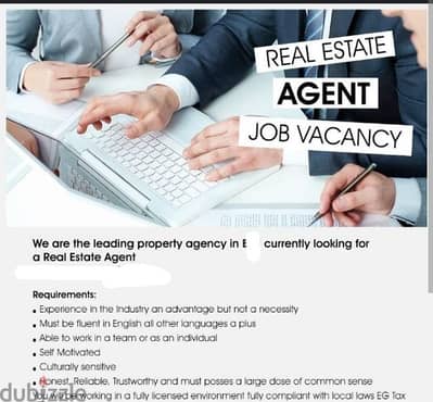 job vacancy for real estate agent only