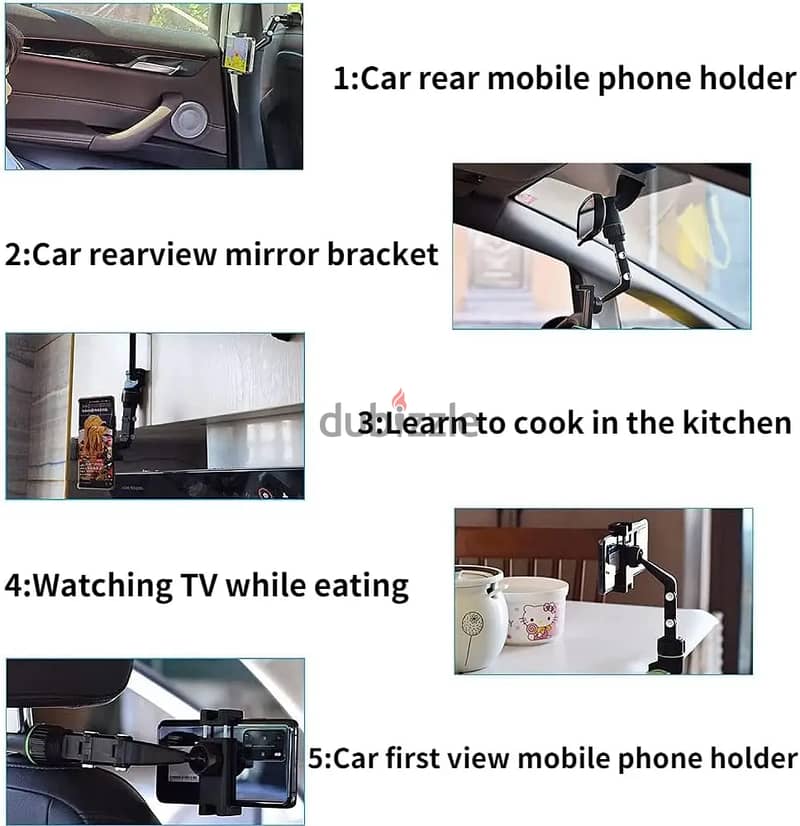 Rearview Mirror Phone Holder, 360° Rotatable and Retractable Car Phone 8