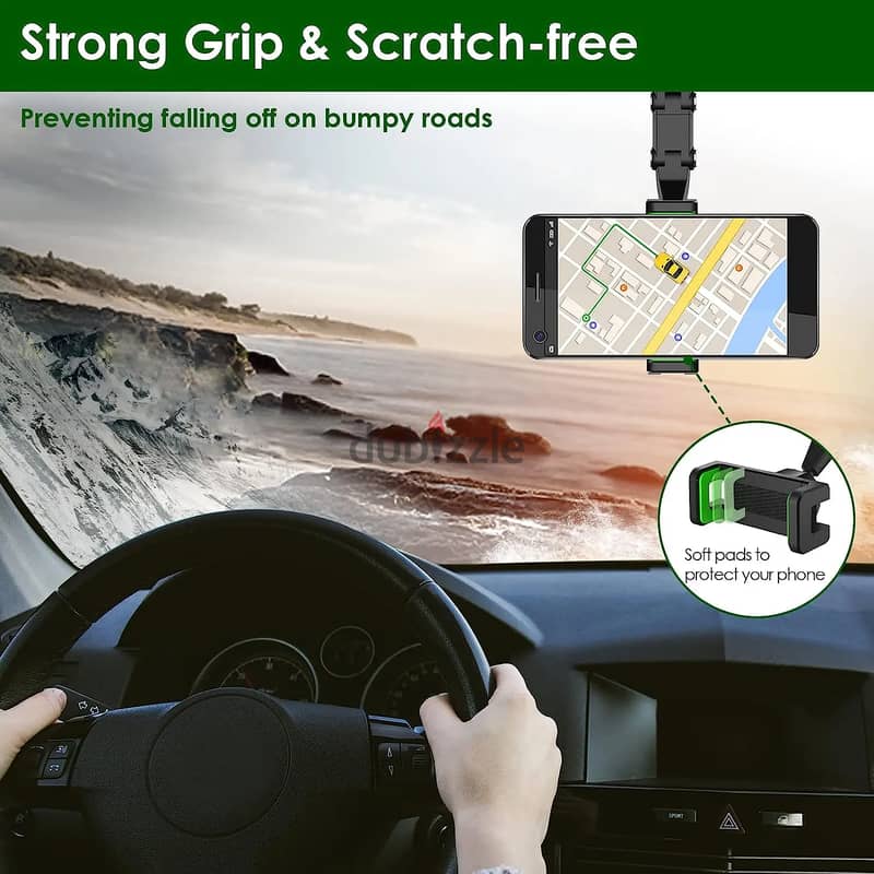 Rearview Mirror Phone Holder, 360° Rotatable and Retractable Car Phone 9