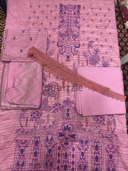 unstitched fancy lawn dress 1