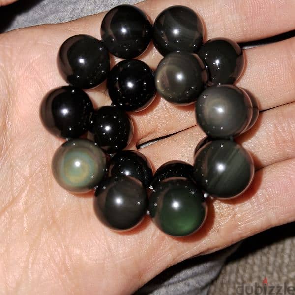 Rainbow obsidian gemstones crystals bracelet حجر السبج الملون 1