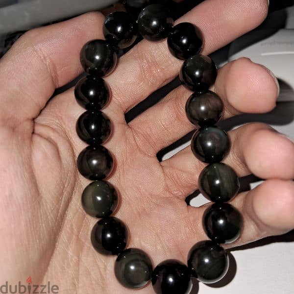 Rainbow obsidian gemstones crystals bracelet حجر السبج الملون 4