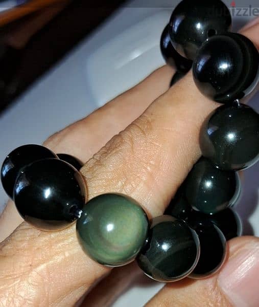 Rainbow obsidian gemstones crystals bracelet حجر السبج الملون 5