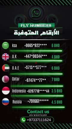 الأرقام المتوفرة لإستخدام الواتساب - WhatsApp Numbers Availability