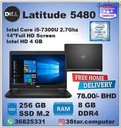 Dell Core I5 7th Generation Laptop With 8GB RAM 256GB SSD 78 BHD