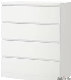 Chest of 4 drawers, white, 80x100 cm- Almost new condition from Ikea