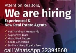 job vacancy only for real estate agent only