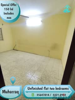 flat for rent @ muharraq two rooms 150 bd includes ewa unlimited