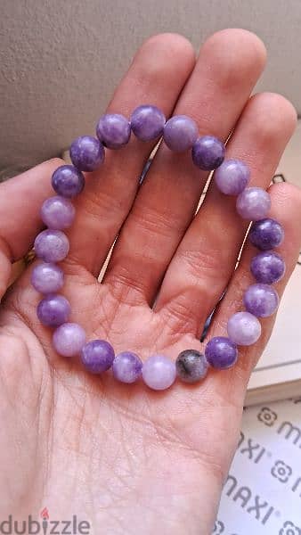 Lepidolite Gemstones crystals bracelet حجر الليبيدوليت سوارة احجر كريم 0