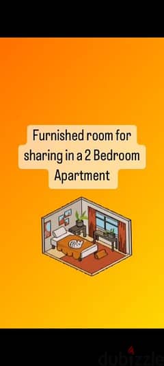 Furnished room for sharing in 2 rooms apartment for Couples and ladies