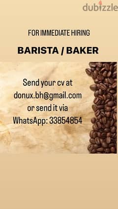 looking for Barista / Baker