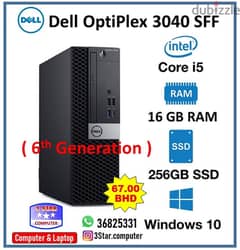 Dell Desktop PC SFF Core i5 6th Generation 16GB RAM 256GB SSD 67 BHD