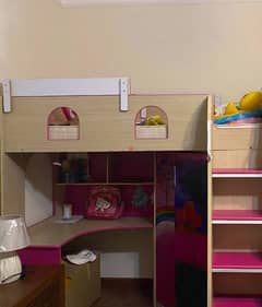 Loft Bed with closet in good condition with free delivery