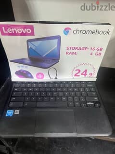chrome book with kouse and headset