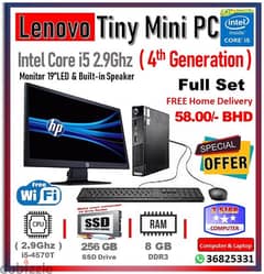 Limited Time Offer Lenovo Mini PC Computer Core i5 4th Gen 19"Monitor