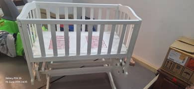 baby swing cot, dish, chairs