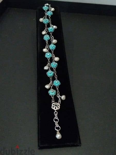 30% OFF Turquoise Flowers and Pearl Bracelet 2