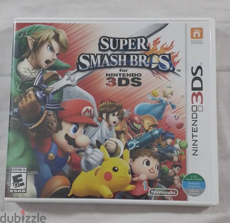 Nintendo 3DS with case and Super Smash Bros 3DS 3