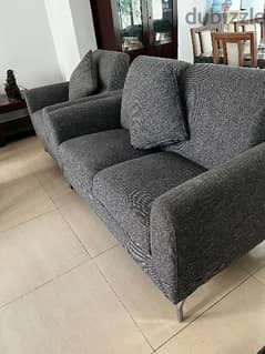 new 2 sofa set  6 seaters + 6 seaters grey color with strongl table