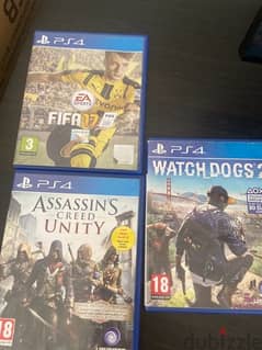 watch dogs 2 ac unity and fifa 17 for sale