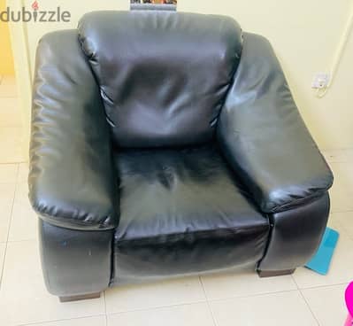 single seater leather sofa & fancy chairs for urgent sale