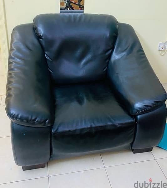 single seater leather sofa & fancy chairs for urgent sale 1