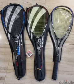 3 squash racquets, Babolat and Dunlop Carbon 0