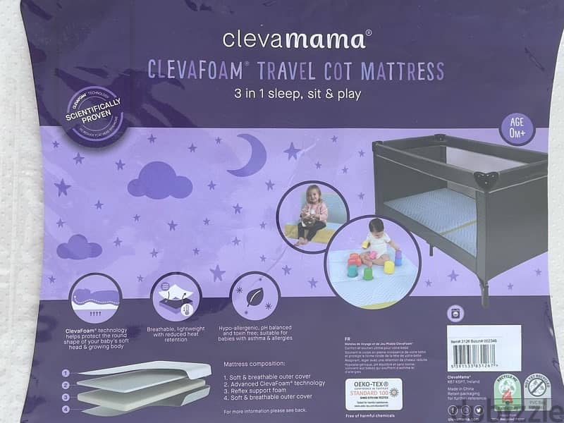 Travel crib Mothercare with memory foam travel mattress,used few times 2