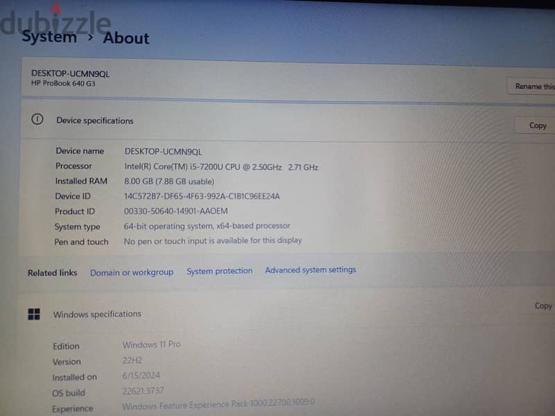 Hello i want to sale my laptop hp core i5 8gb ram sdd 256 6
