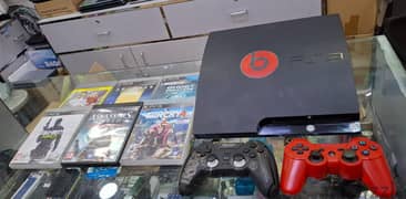 PS3 Slim with 2 Wireless Controller + 6 Games DVD Original Price 48BD