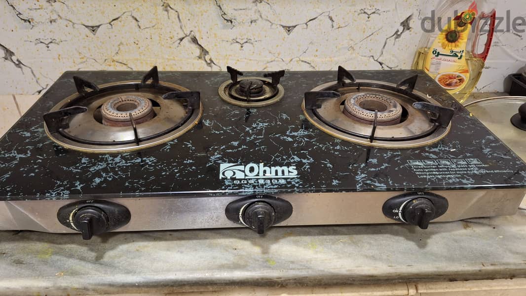 Gas stove, 3-burner, with tube 1