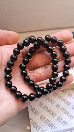 black obsidian bracelets Gemstones crystals حجر السبج 0