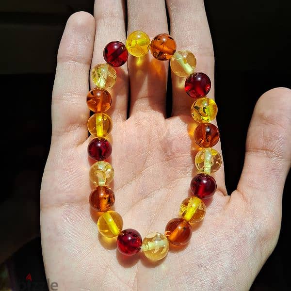 Natural amber Gemstones crystals bracelet عنبر 0