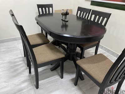Dining room solid wood table with 6 chairs, negotiable