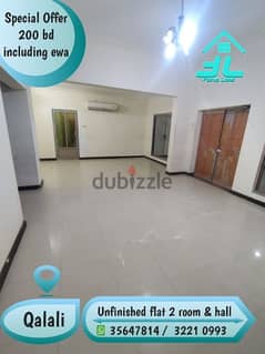Big flat @ Qalali for rent 2 rooms 200 bd including ewa unlimited