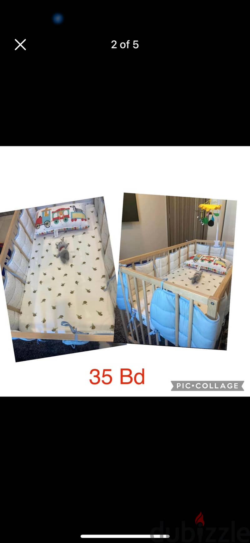 IKEA crib+mattress+crib bumper+ 2 fitted sheet for mattress all for 40 2