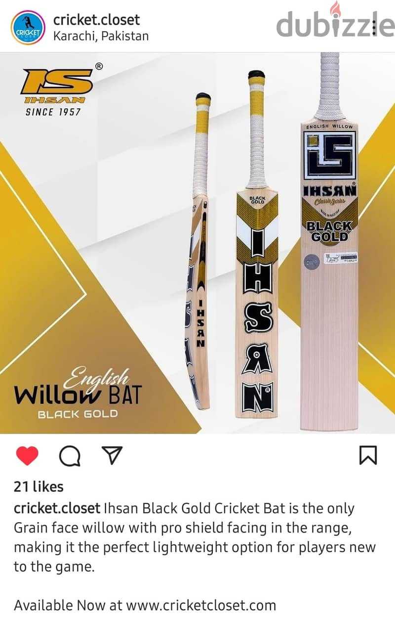 IHSAN Balck Gold Cricket Bat 4