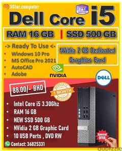 Dell Core i5 3.3Ghz RAM 16GB SSD 500GB Nvidia 2GB Graphic Card 88 BD 0