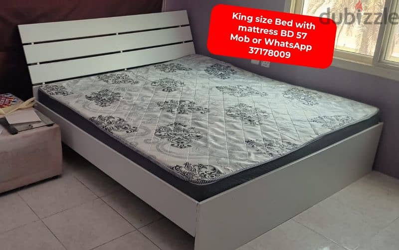 King size Bed with mattress and other household items for sale 0