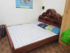 Heavy duty wooden king size bed+Brand new medicated mattress- 80 BD. 0