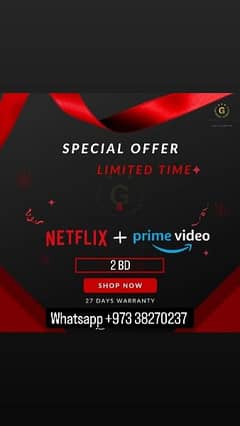 Netflix + prime video 2 bd both subscriptionsss 1 MONTH 4K HD 0