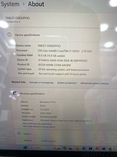 Used Microsoft Surface Pro 9 i7 16GB 512GB SSD 10