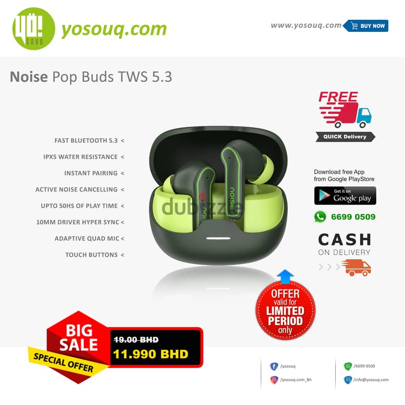 Brand New Noise TWS POP BUDS for just 11.990BD 1