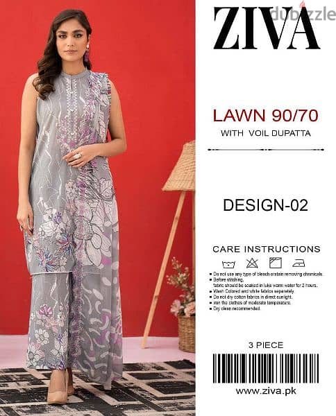 original printed 3pc lawn 3