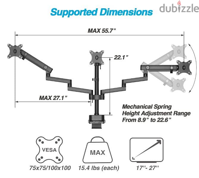 Triple Articulating Monitor Mount AVLT-DM26-1 3