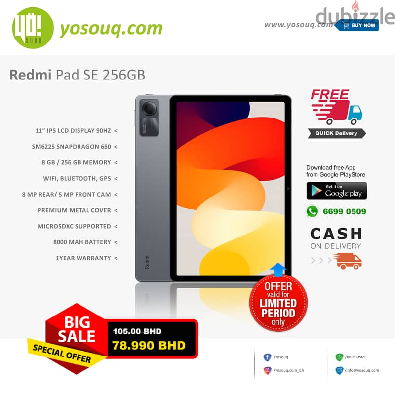 Brand New Redmi Pad SE 256GB for 78.990BD 1